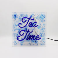 'Tea Time' Glass neon Sign - Blue - Locomocean Ltd