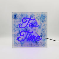 'Tea Time' Glass neon Sign - Blue - Locomocean Ltd