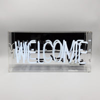 'Welcome' Glass Neon Sign - White - Locomocean Ltd