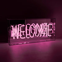 'Welcome' Glass Neon Sign - Pink - Locomocean Ltd