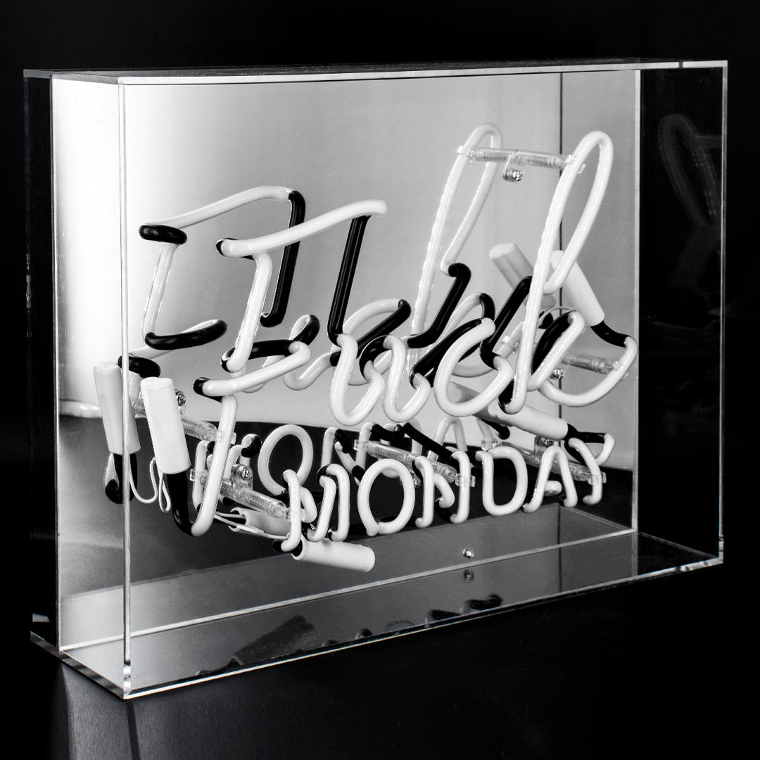 Pink 'Fuck Monday' Large Acrylic Box Neon Light - Locomocean Ltd