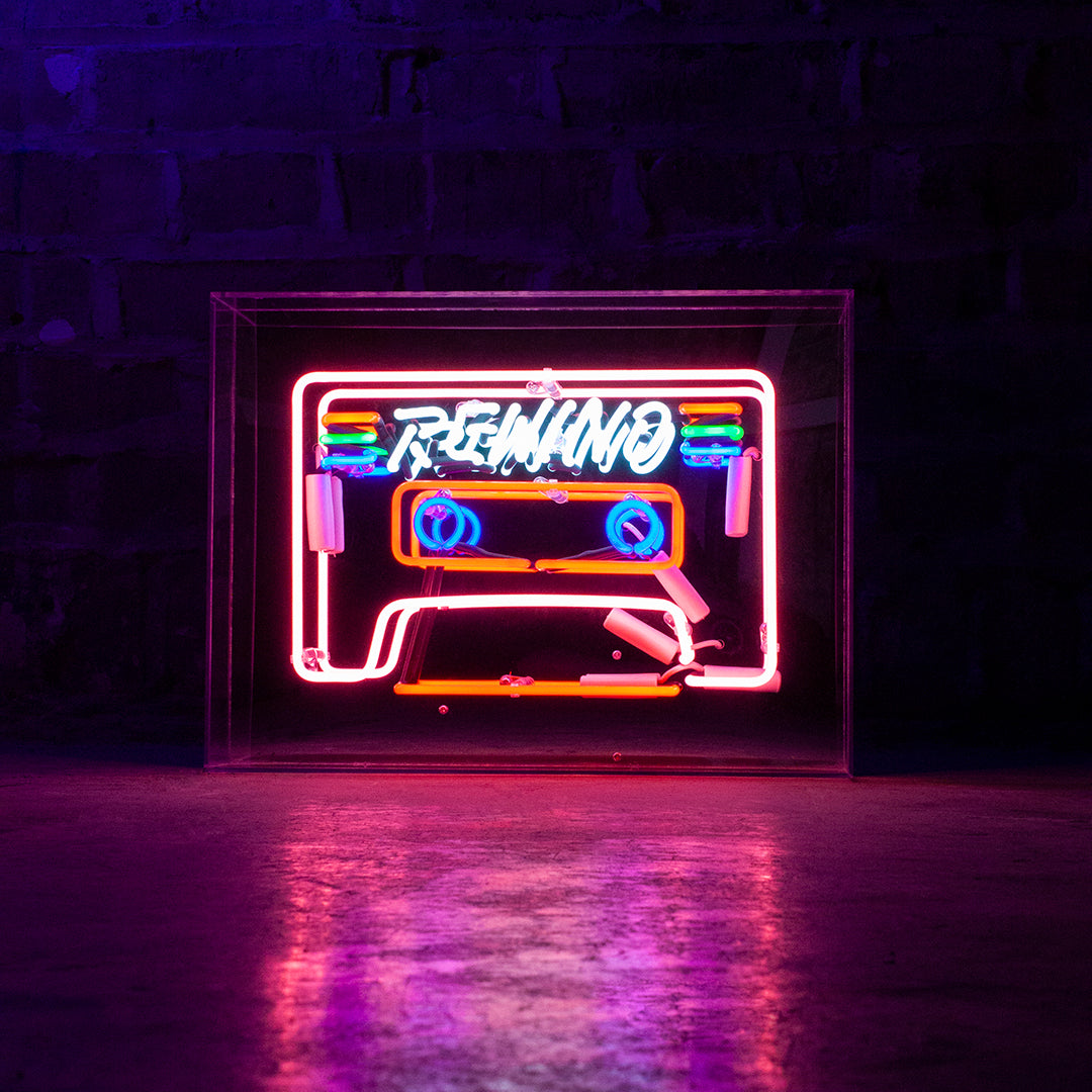 'Cassette' Large Glass Neon Sign - Locomocean Ltd