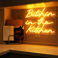 'Bitchin in the Kitchen' Orange Neon LED Wall Mounted Sign - Locomocean Ltd