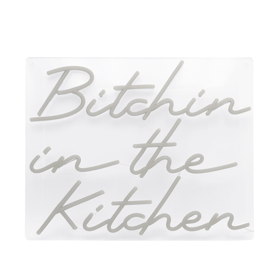 'Bitchin in the Kitchen' Orange Neon LED Wall Mounted Sign - Locomocean Ltd