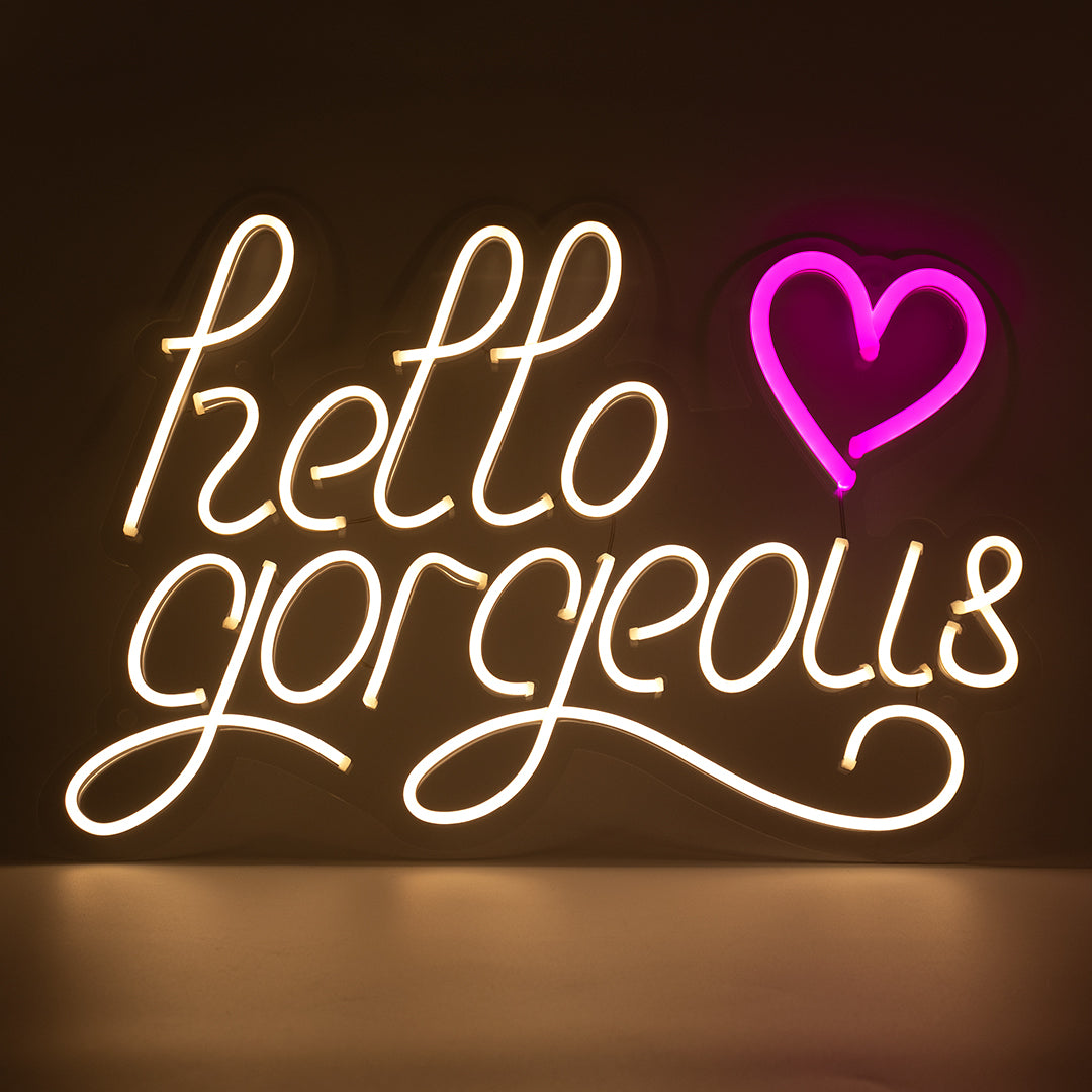 'Hello Gorgeous'  Warm White Neon LED Wall Mountable LED - Locomocean Ltd