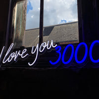 'I Love You 3000' White & Blue Neon LED Wall Mountable Sign - Locomocean Ltd