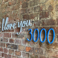 'I Love You 3000' White & Blue Neon LED Wall Mountable Sign - Locomocean Ltd