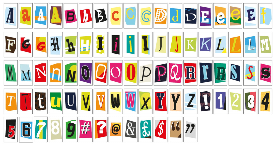 Ransom Style Colourful Extra Letters & Symbols Pack - Locomocean Ltd