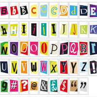 Ransom Style Colourful Extra Letters & Symbols Pack - Locomocean Ltd