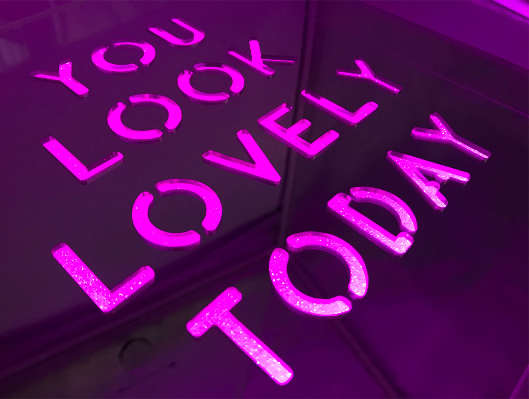 Pink 'You Look Lovely Today' Large Square Acrylic Box LED - Locomocean Ltd
