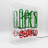 'Open / Closed' Large Glass Neon Sign - Coming Soon - Locomocean Ltd