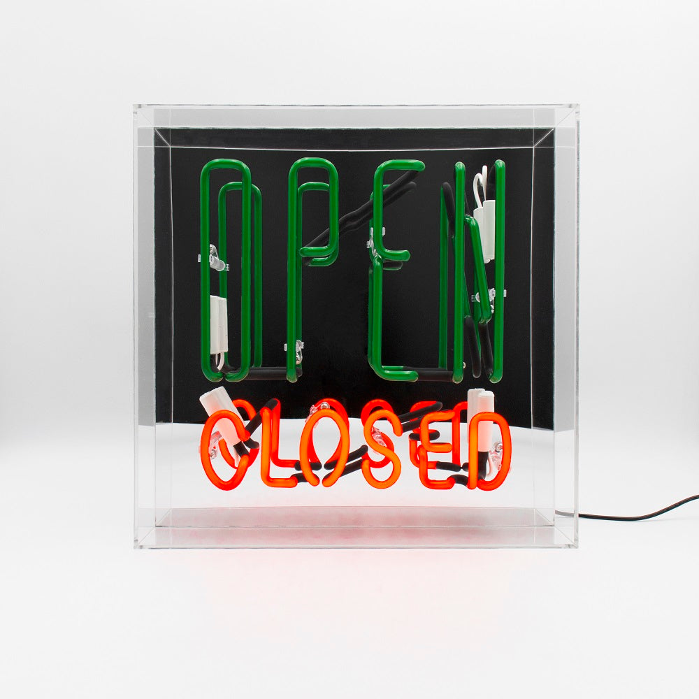 'Open / Closed' Large Glass Neon Sign - Coming Soon - Locomocean Ltd