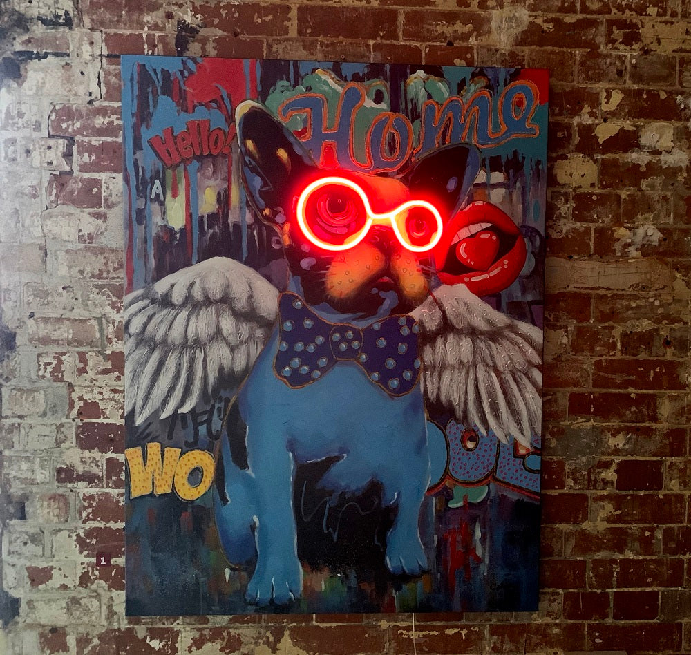 'Dog with Wings' Wall Artwork - LED Neon - Locomocean Ltd
