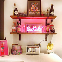 'Cocktails' Glass Neon Sign - Pink - Locomocean Ltd