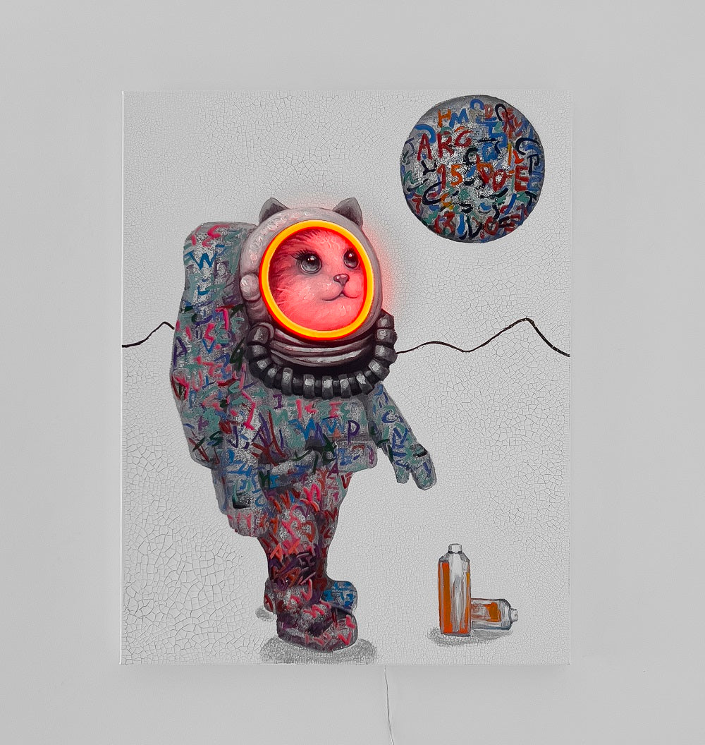 'Space Cat' Wall Artwork - LED Neon - Locomocean Ltd