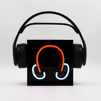 'Headphones' Mini Glass Neon Sign - Red - Locomocean Ltd