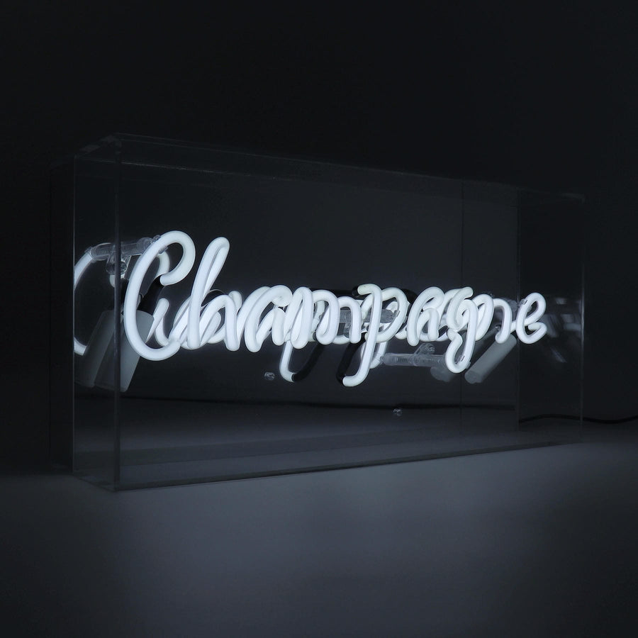 'Champagne' Glass Neon Sign - White - Locomocean Ltd