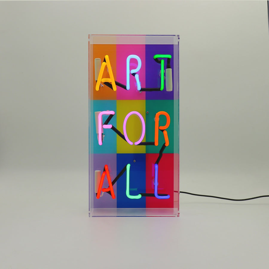 'Art For All' Glass Neon Sign