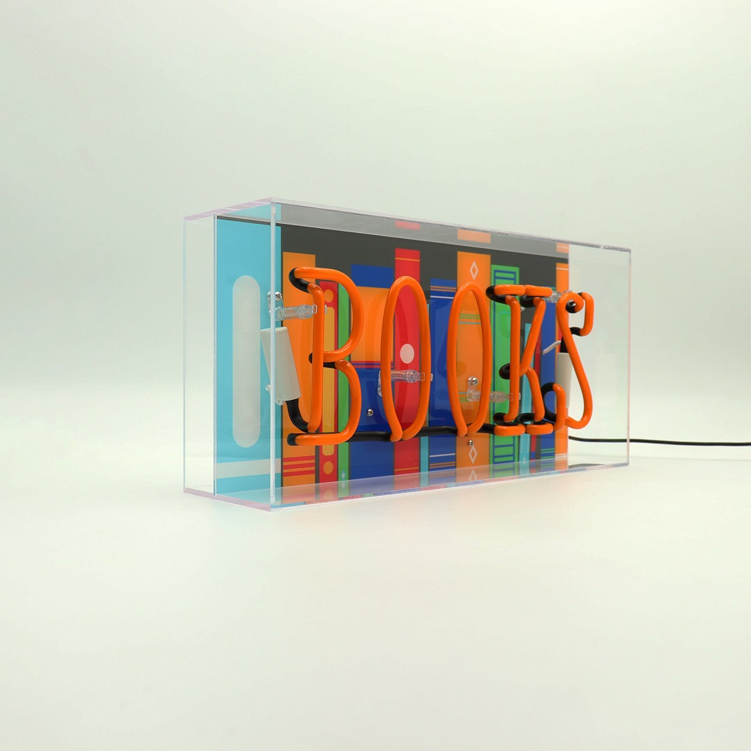 'Books' Glass Neon Sign