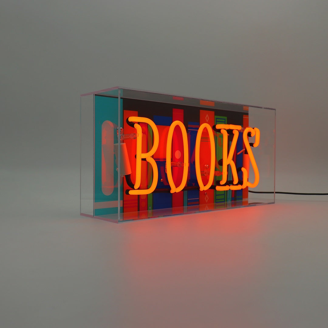 'Books' Glass Neon Sign