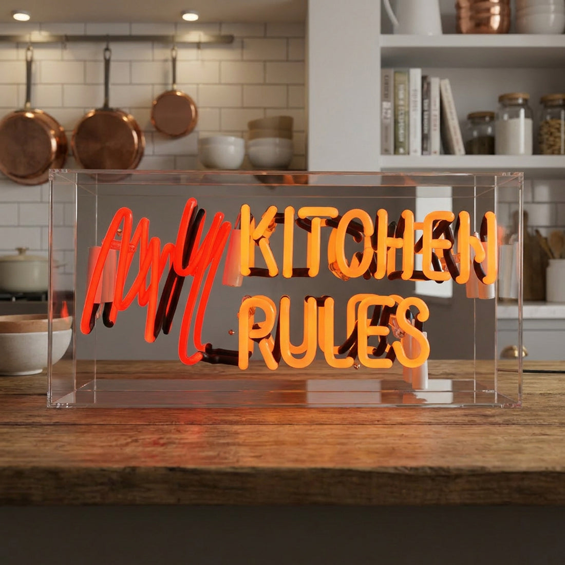 My Kitchen My Rules: Acrylic Box Glass Neon