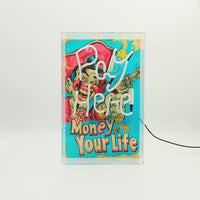 'Pay Here/ Money Or Your Life' Glass Neon Sign