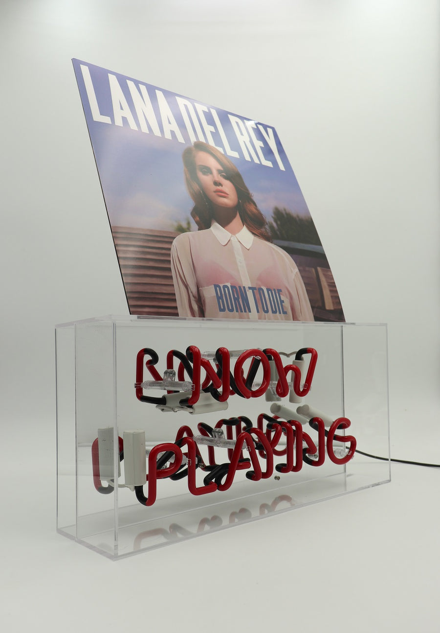 'Now Playing' Glass Neon Box Sign