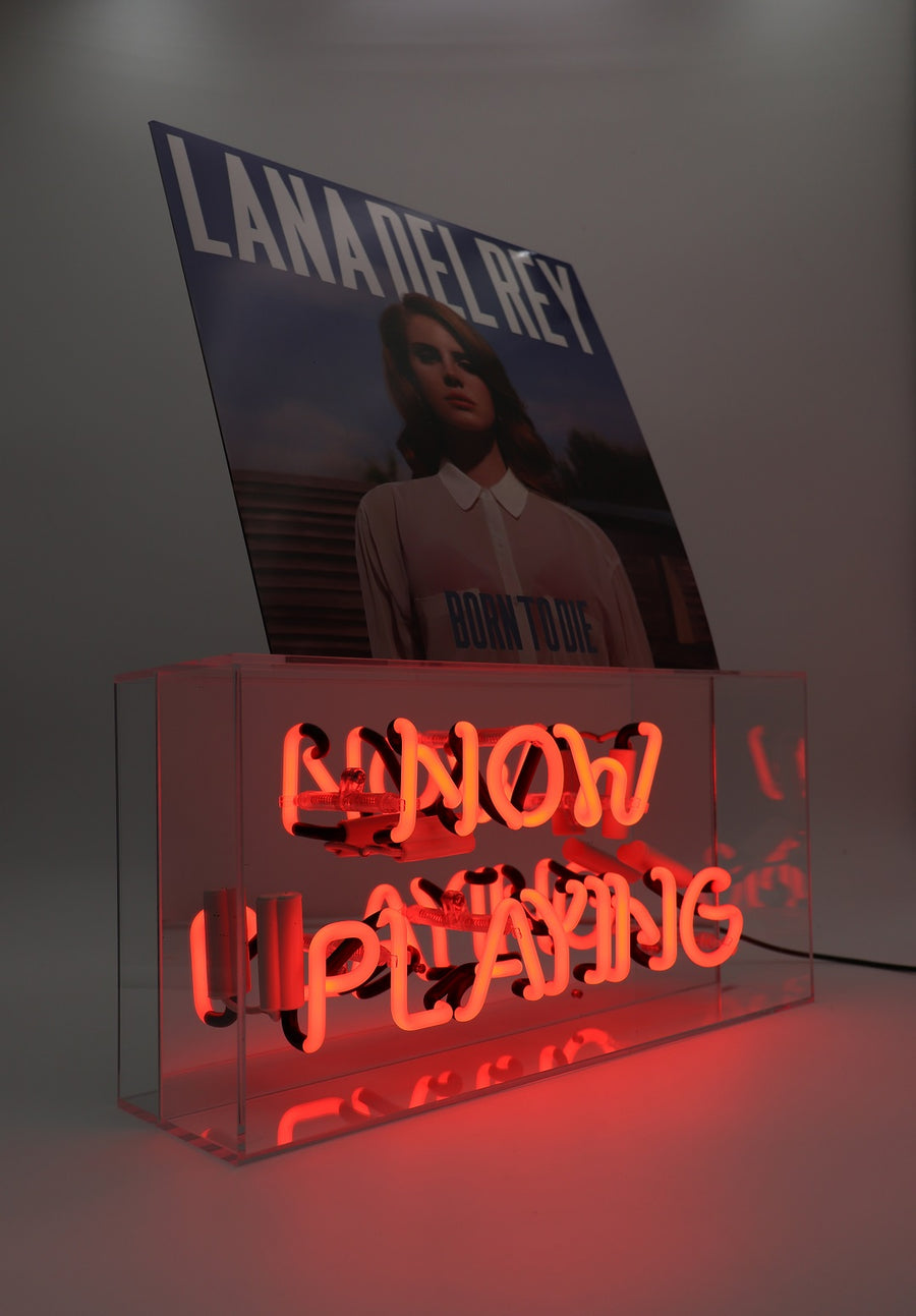 'Now Playing' Glass Neon Box Sign