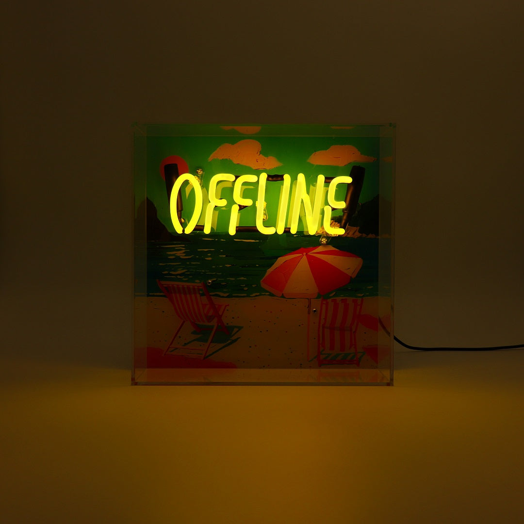 'Offline' Glass Neon Box Sign