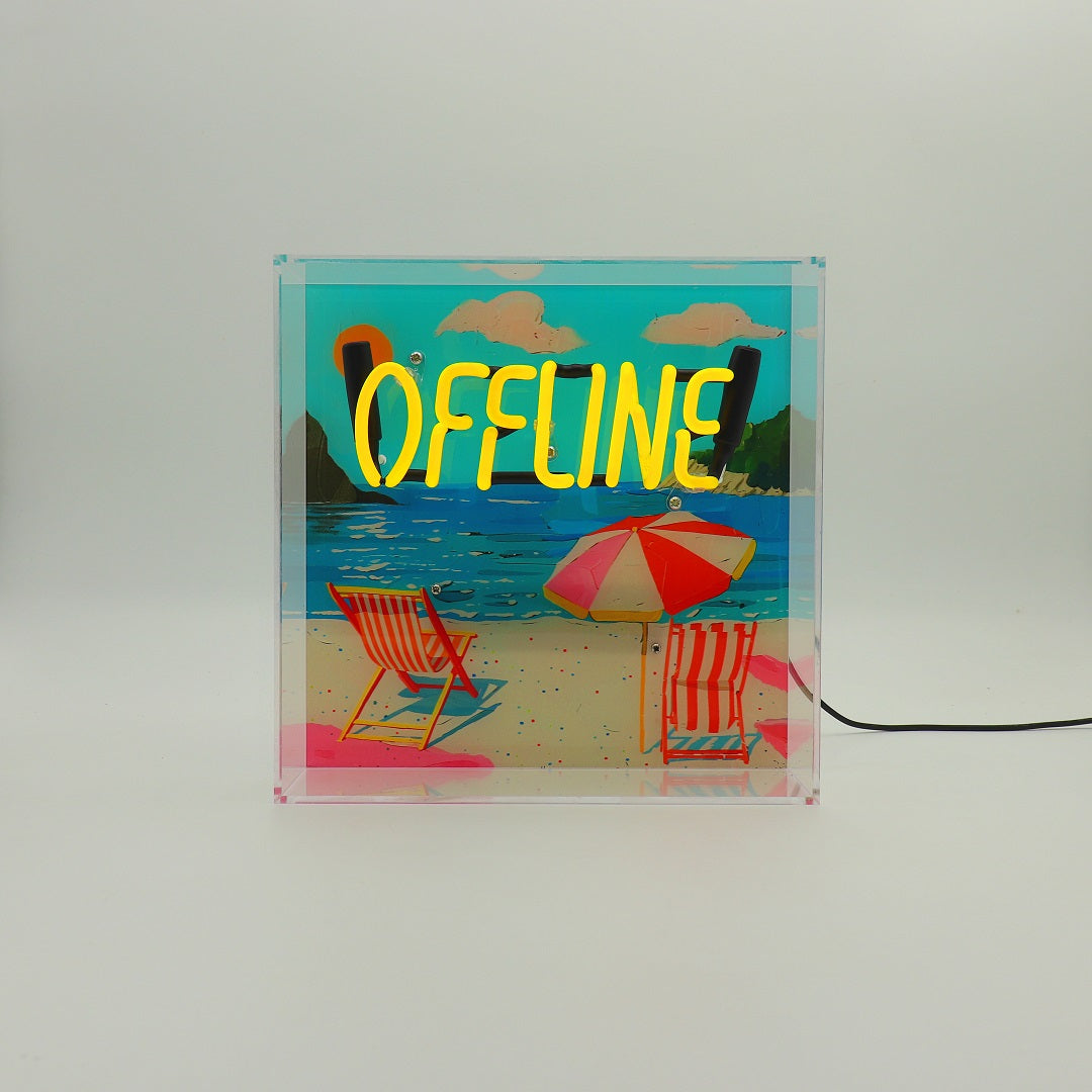 'Offline' Glass Neon Box Sign