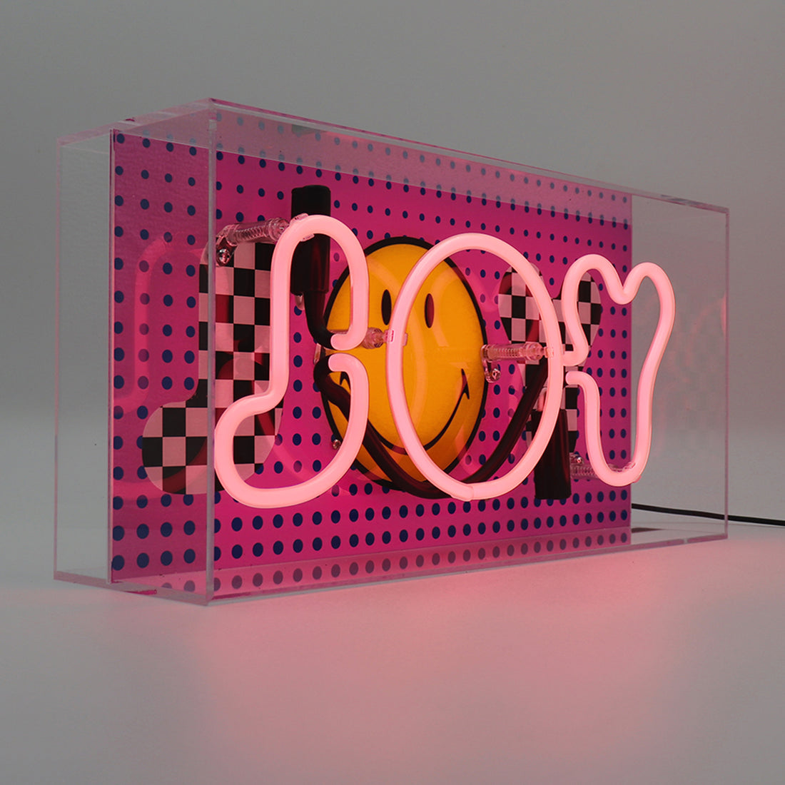 Joy Pink: The Original Smiley Acrylic Box Glass Neon