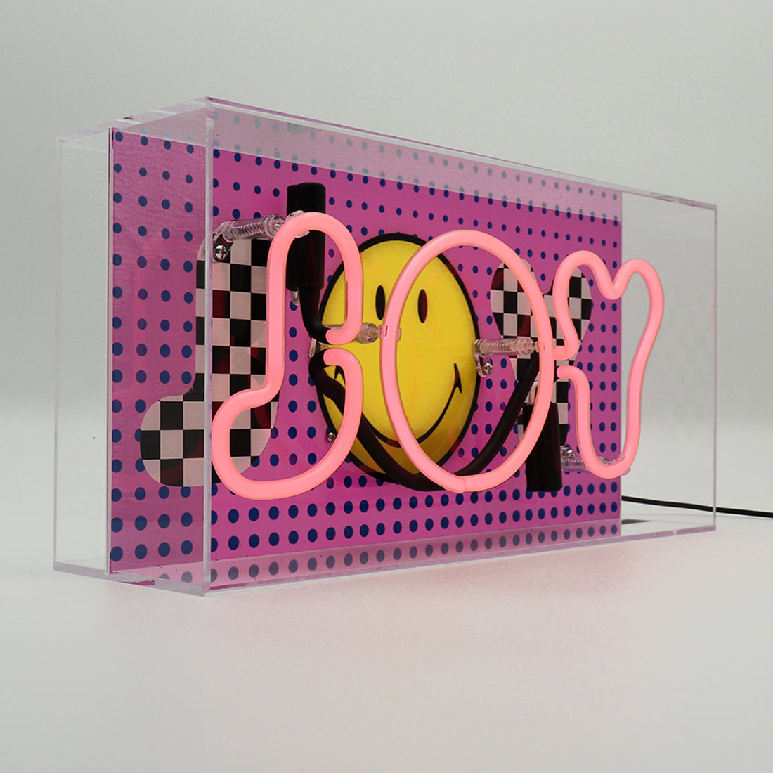 Joy Pink: The Original Smiley Acrylic Box Glass Neon