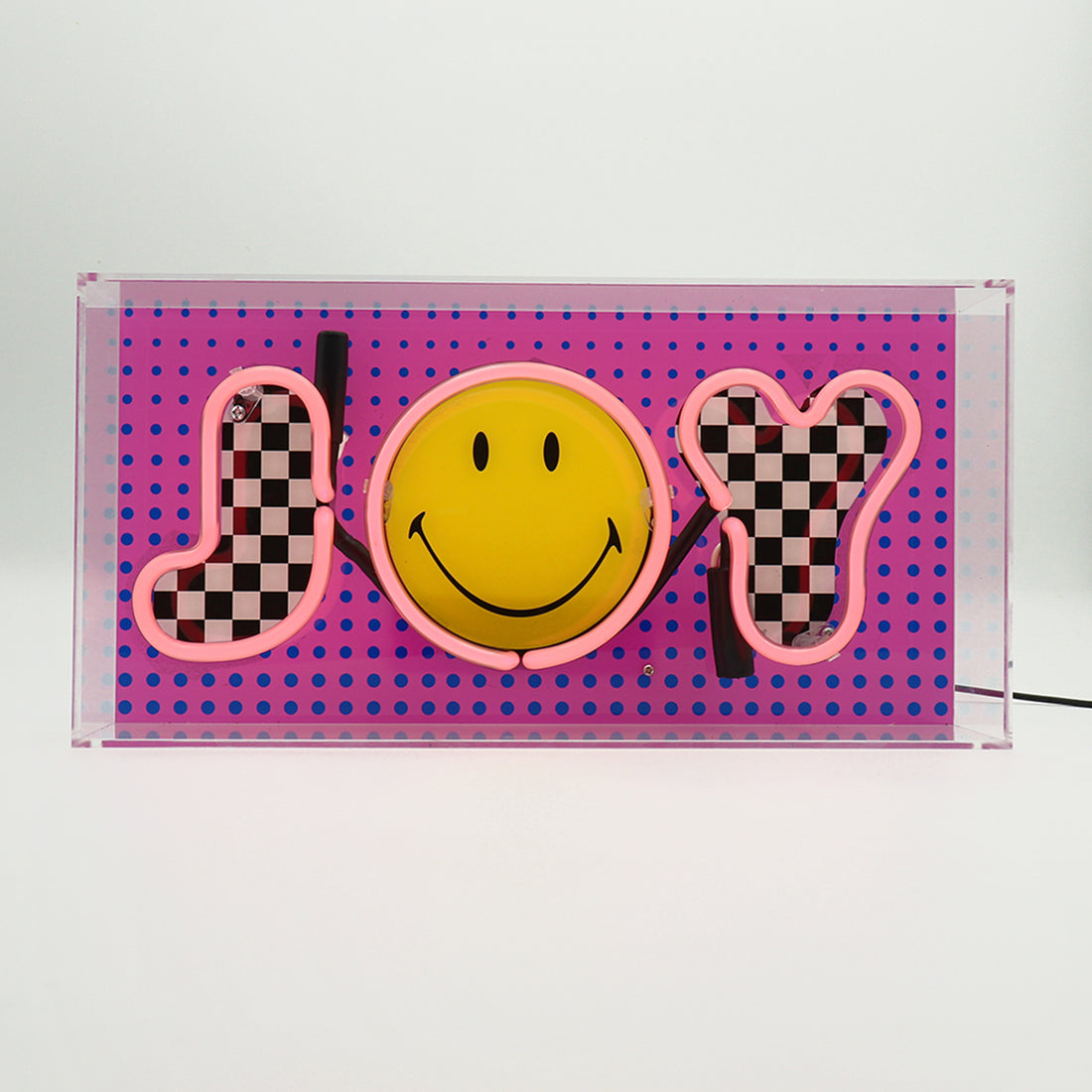 Joy Pink: The Original Smiley Acrylic Box Glass Neon