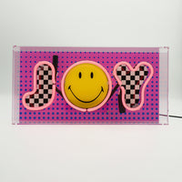 Joy Pink: The Original Smiley Acrylic Box Glass Neon