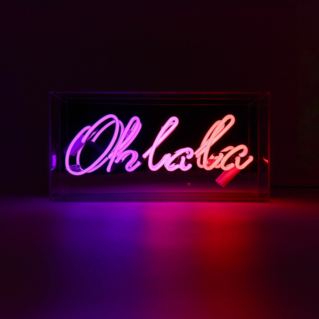 'Oh La La' Glass Neon Box Sign