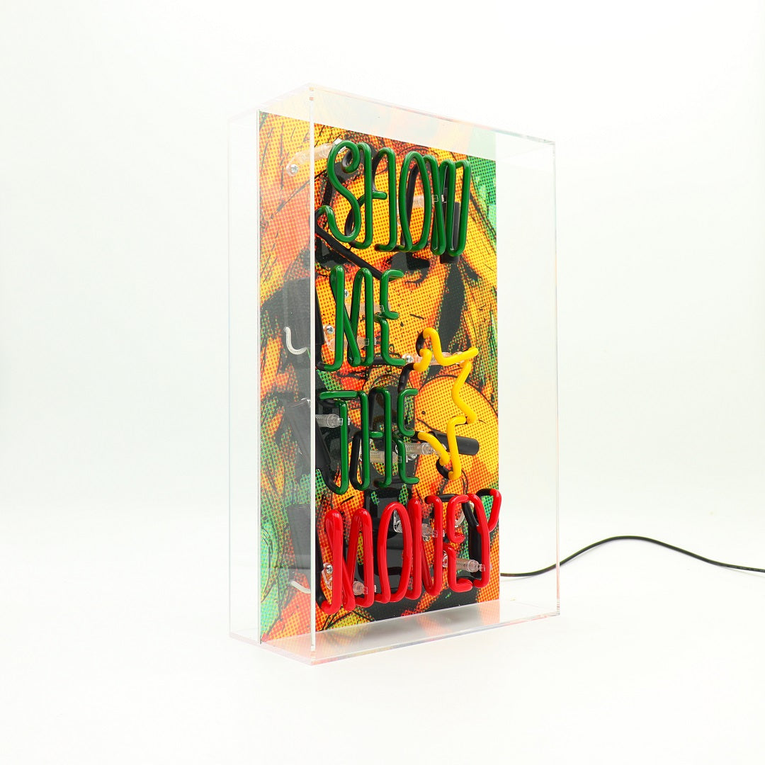 'Show me the Money' Glass Neon Box Sign