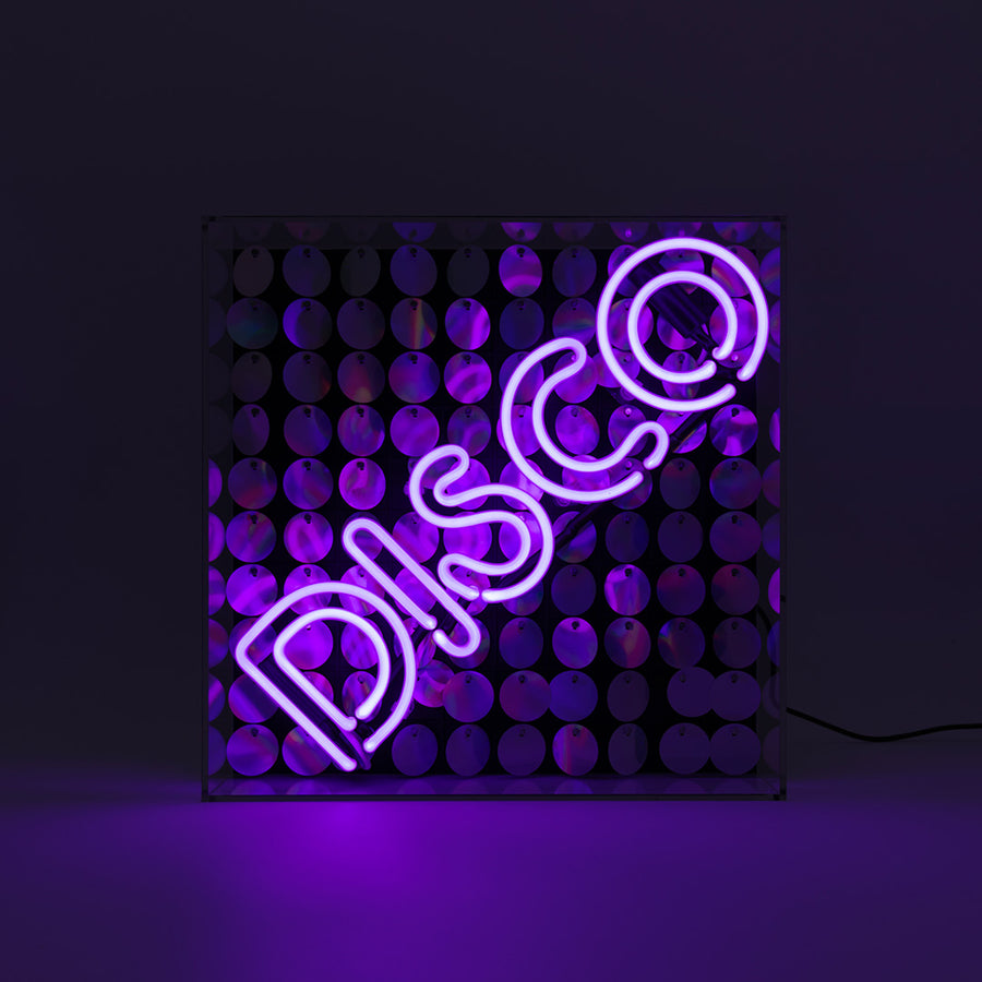 'Disco' Glass Neon Sign with Sequins - Locomocean Ltd