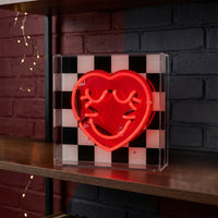 Checkered Heart: S.W.Smiley Acrylic Box Glass Neon