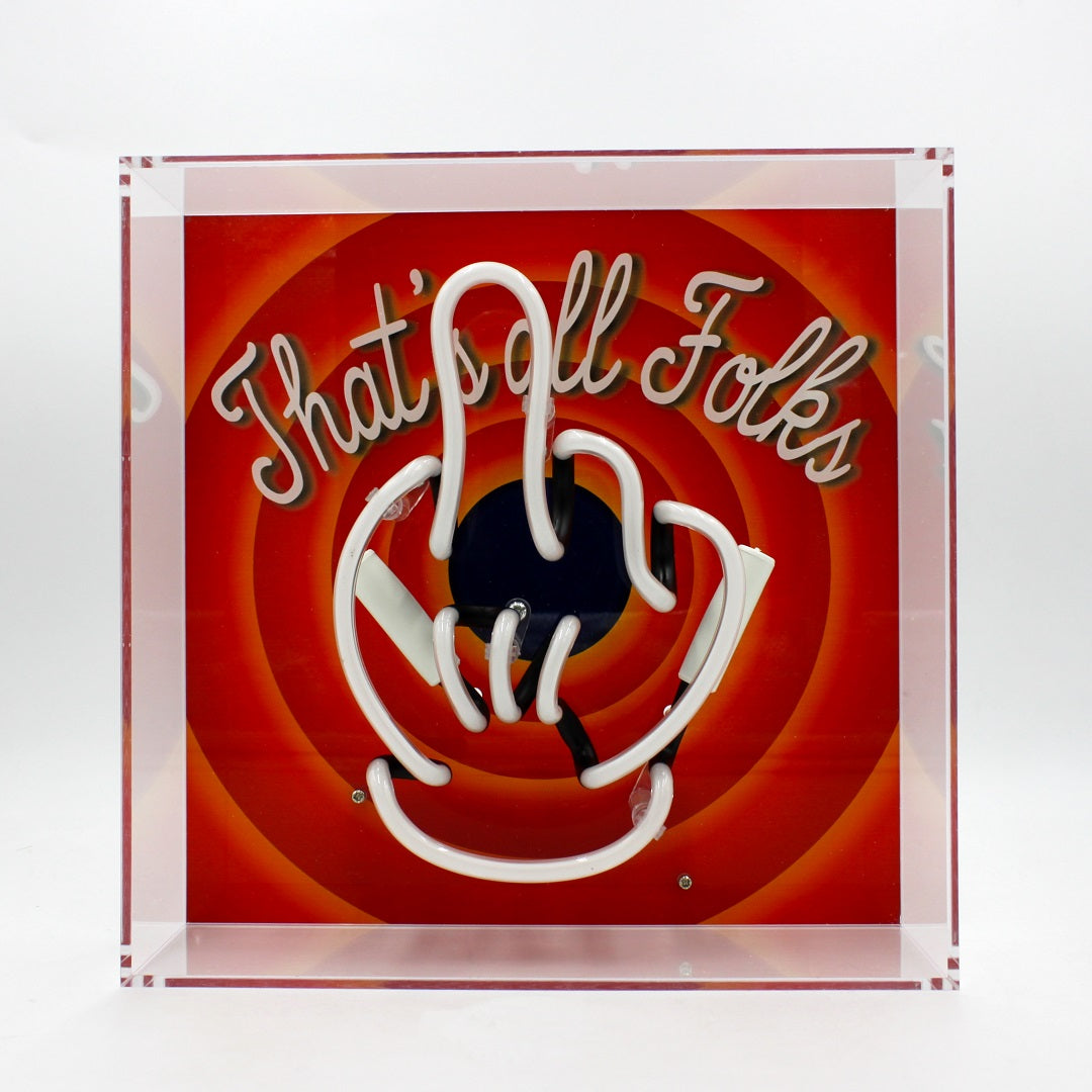 'That's All Folks' Glass Neon Box Sign