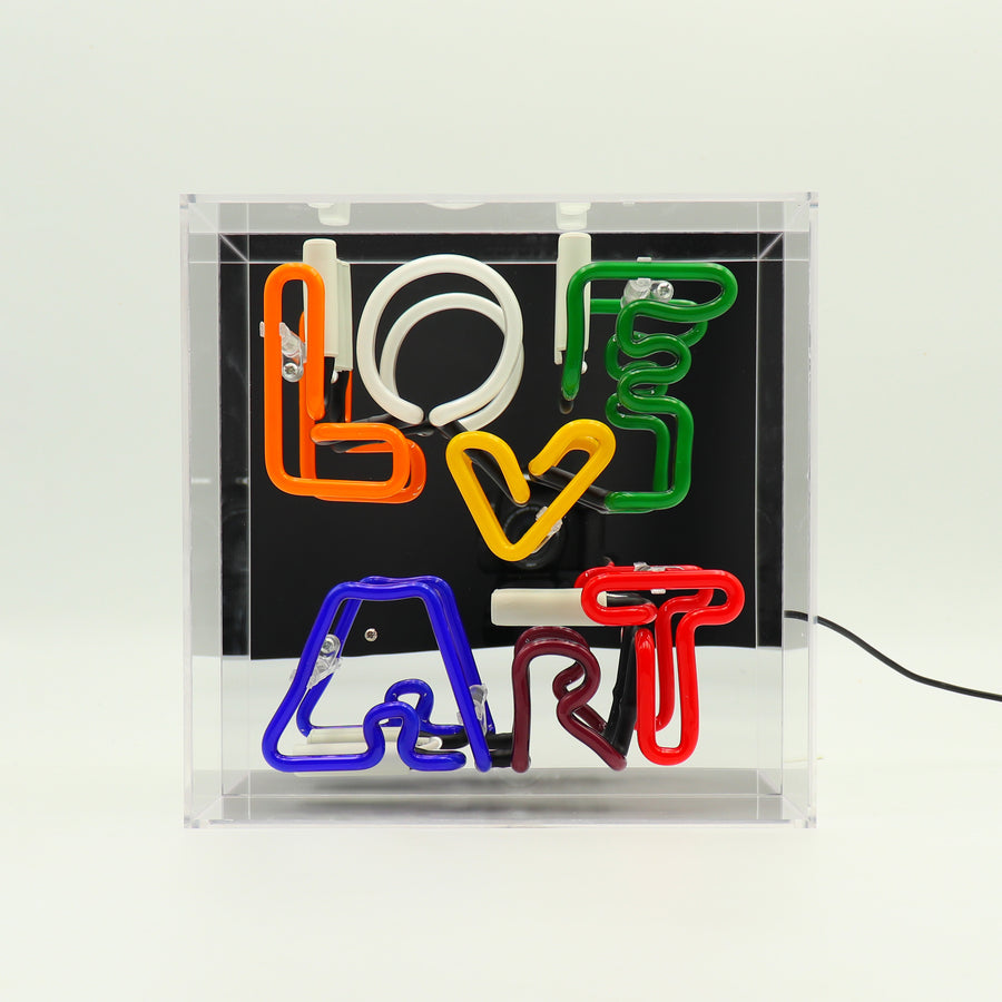 'Love Art' Glass Neon Box Sign