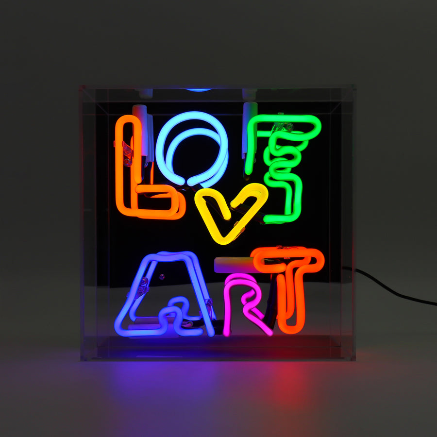 'Love Art' Glass Neon Box Sign