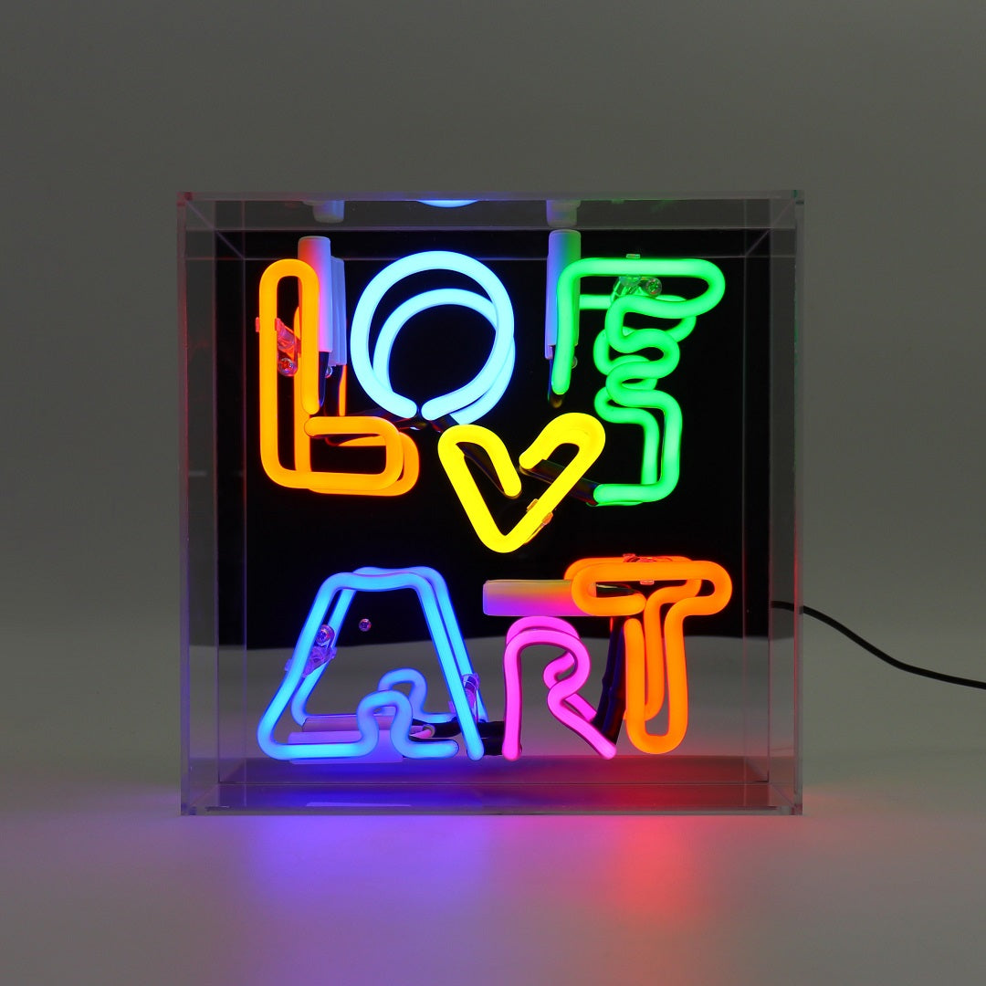 'Love Art' Glass Neon Box Sign