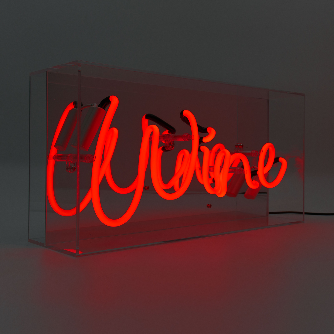 'Wine' Glass Neon Box Sign (Mirror)