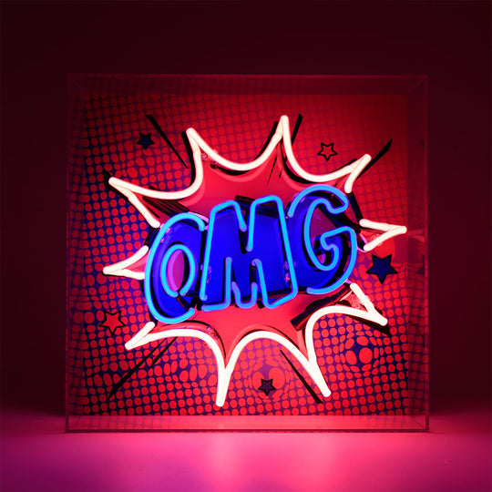 'OMG' Large Glass Neon Box Sign - Locomocean Ltd