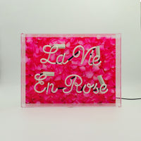 'La Vie En Rose' Glass Neon Box Sign