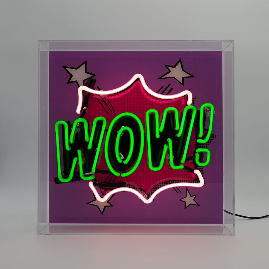 'WOW' Large Glass Neon Box Sign - Locomocean Ltd