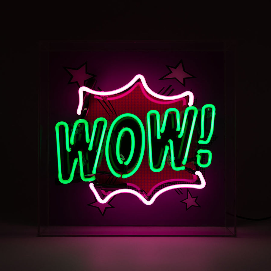 'WOW' Large Glass Neon Box Sign - Locomocean Ltd