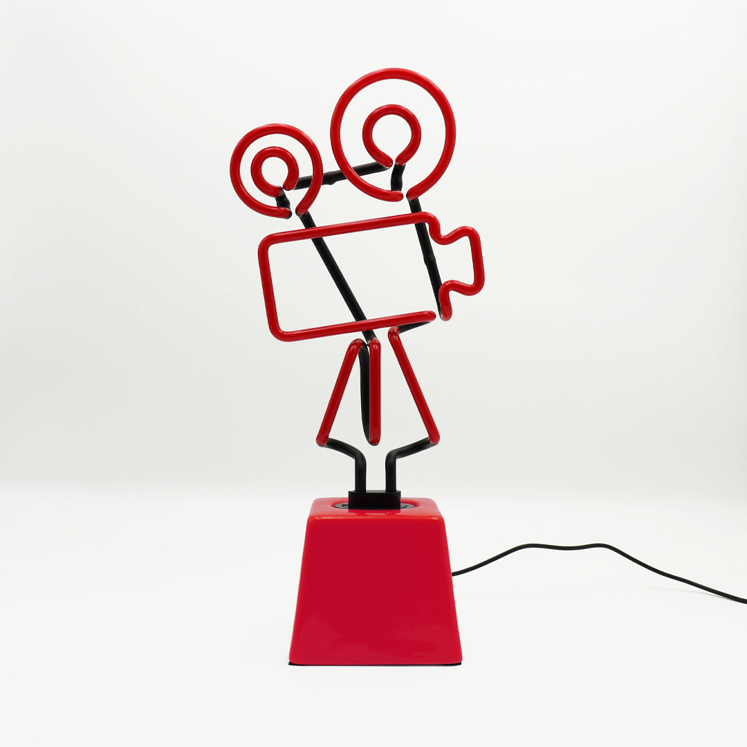 Movie Camera: Ceramic Base Glass Neon