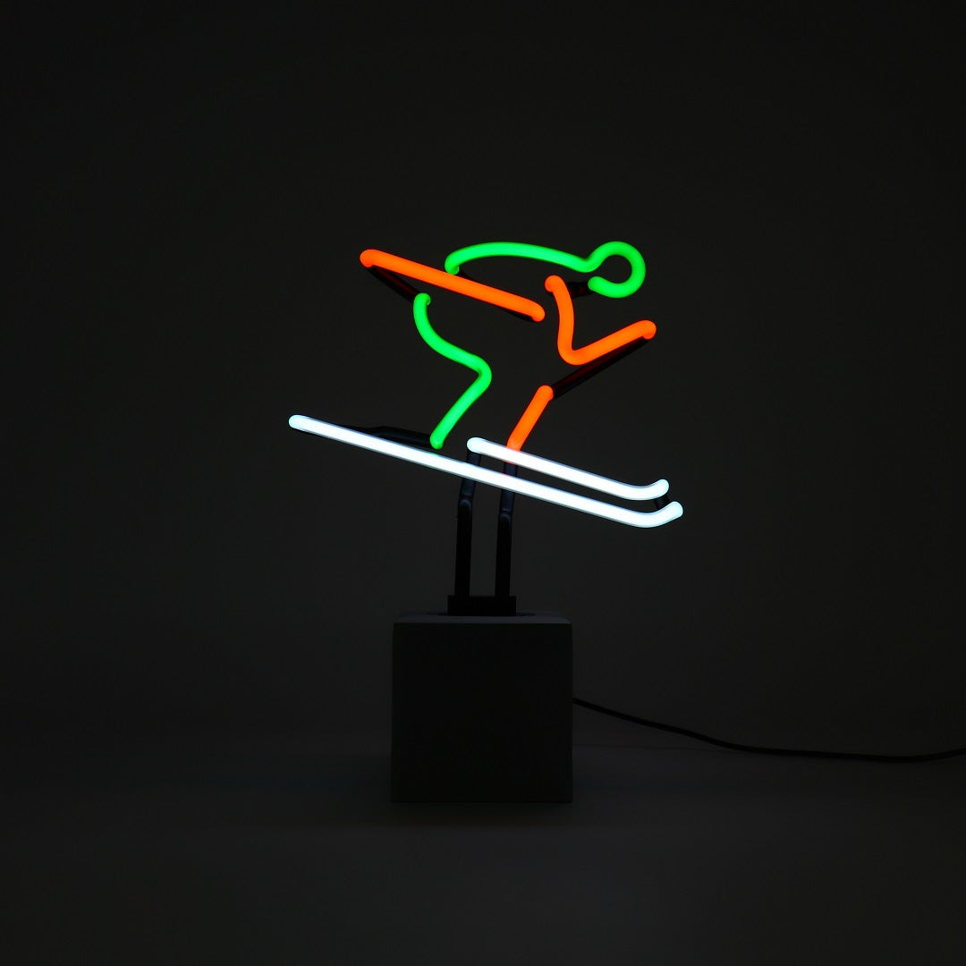 Neon 'Skiing Sign - Red, Green & White