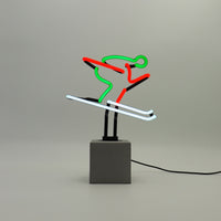 Neon 'Skiing Sign - Red, Green & White